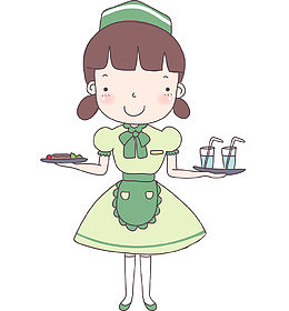卡通漂亮服务员免抠图