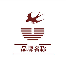 夕阳和燕子图案标志