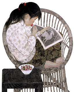 读书吃水果草莓