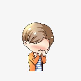 卡通q版害羞捂脸的男孩素材