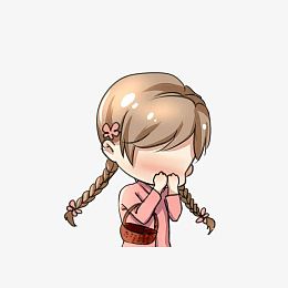 卡通害羞捂脸的古代女子素材
