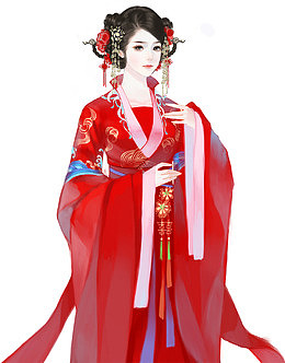 创意合成红衣女子成亲