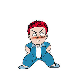 卡通害羞眼撇一边的男孩素材