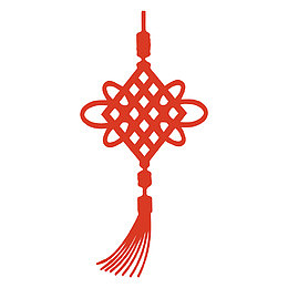 红色剪纸春节中国结元素