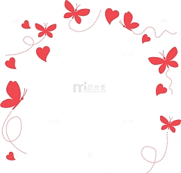 红色情人节爱心蝴蝶框架