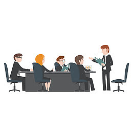 办公室开会卡通图