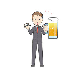卡通职场人物喝啤酒庆祝