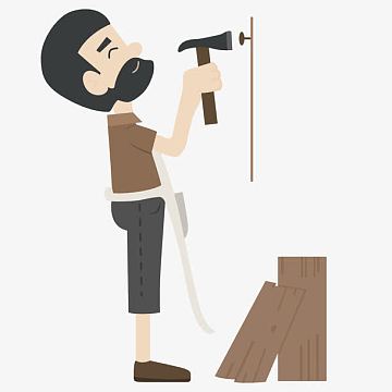 矢量卡通室内装修工人素材