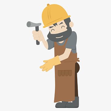 矢量卡通室内装修人物喷漆工素材