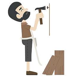 矢量卡通室内装修工人素材