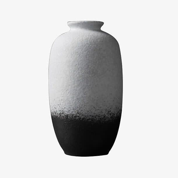 黑白渐变椭圆形陶瓷花瓶
