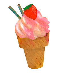 卡通手绘草莓甜筒设计