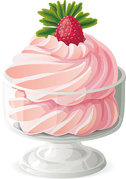 矢量手绘草莓冰淇淋