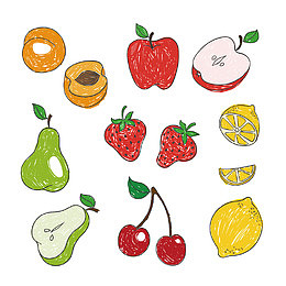 手绘涂鸦水果手帐矢量元素