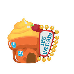 矢量手绘冰淇淋店