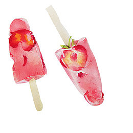 草莓雪糕手绘素材图片