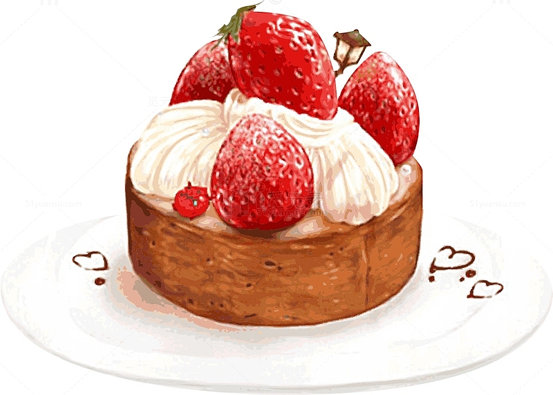 手绘水彩草莓蛋糕