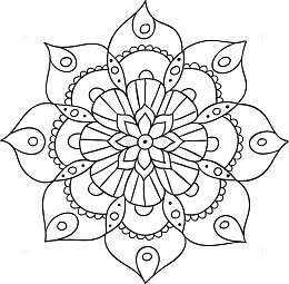 黑色手绘曼陀罗花纹