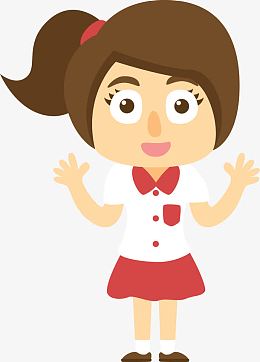 睁大眼睛的卡通女同学