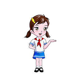 卡通做推荐手势的女学生素材