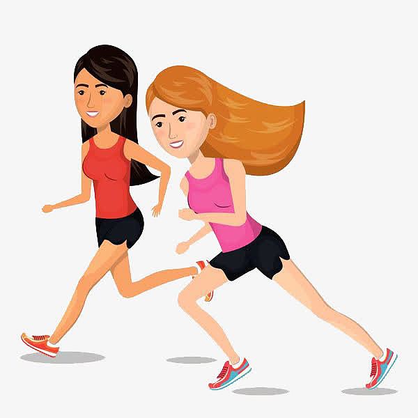 2个女学生赛跑