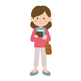 抱着书本的女学生