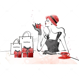 女神购物插画设计
