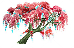 手绘粉色紫藤花