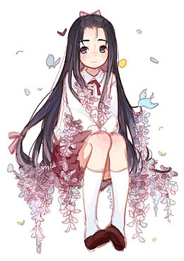 可爱的紫藤花少女