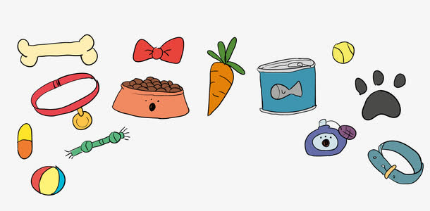 卡通宠物狗用品矢量图