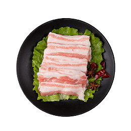 纯粮年猪五花肉切片摄影