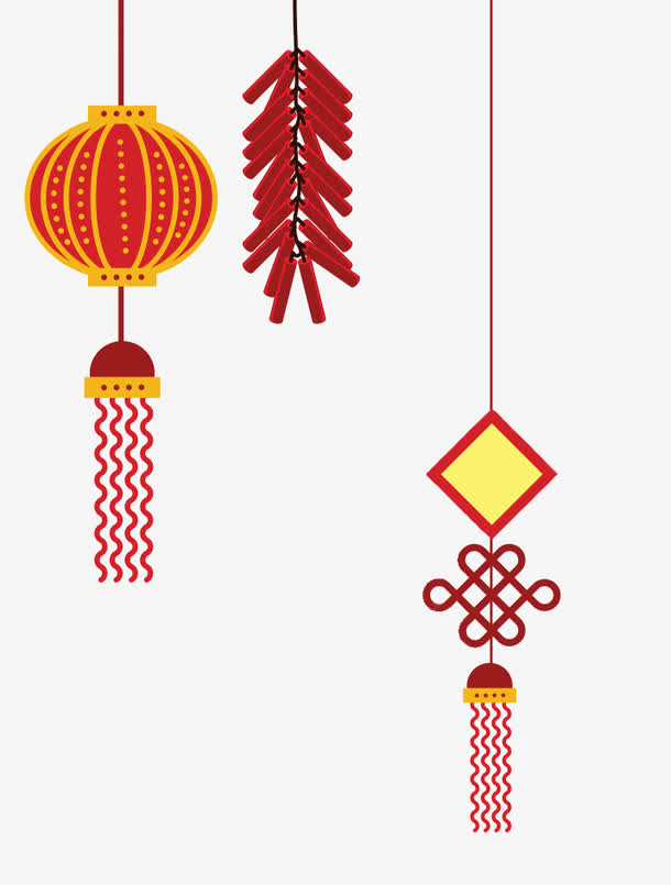 新年红色灯笼鞭炮