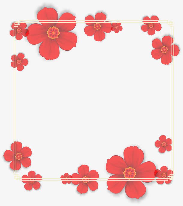 中国风红色花朵框架