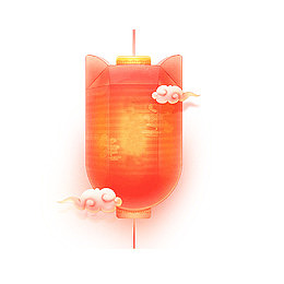 红色渐变发光灯笼元素