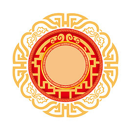 红色创意中国传统圆形图案
