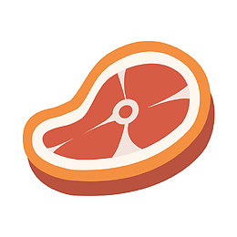 红色圆弧五花肉美食元素