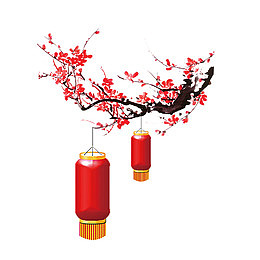 红色春节悬挂元素