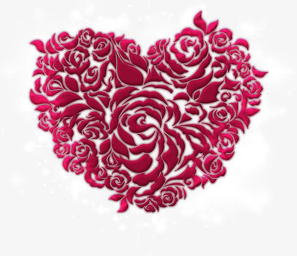 红色玫瑰花花纹爱心装饰图案