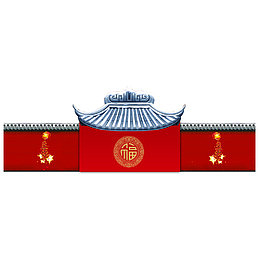 红色灰色纹理屋顶元素
