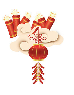 免抠新年装饰烟花灯笼