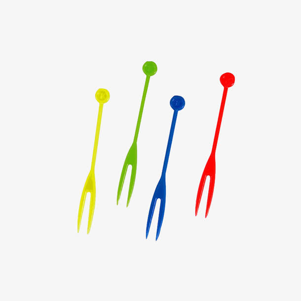 简易一次性水果叉彩色塑料叉子
