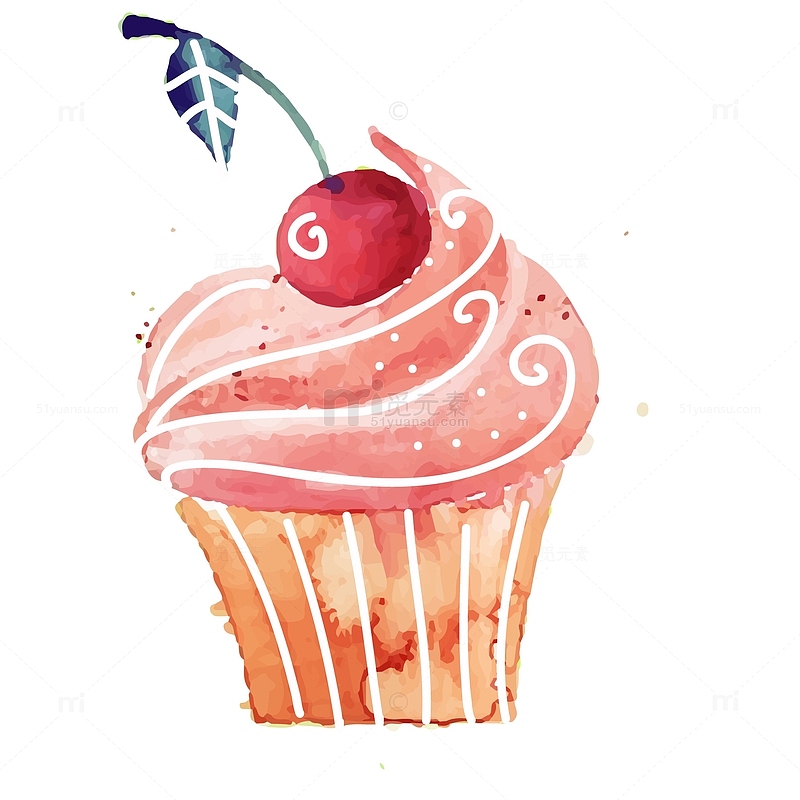 卡通樱桃水果纸杯蛋糕设计