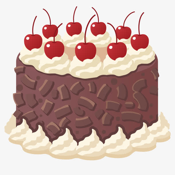 矢量樱桃巧克力蛋糕
