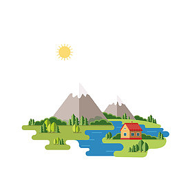 矢量扁平美丽风景