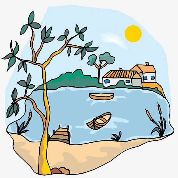 矢量度假素材风景手绘图