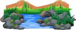 矢量图山间小溪流