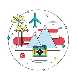 矢量扁平化旅游要素