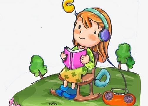 儿童坐姿 听音乐