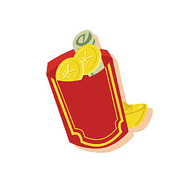 卡通打开的红包金币