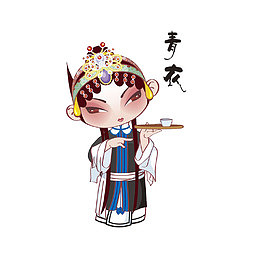 端着茶水的青衣店小二
